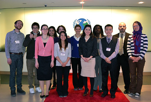 WYL participants posing with the anchor and director of the UN's South-South News. WYL participants posing with the anchor and director of the UN's South-South News.