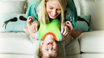 mother laughing with child